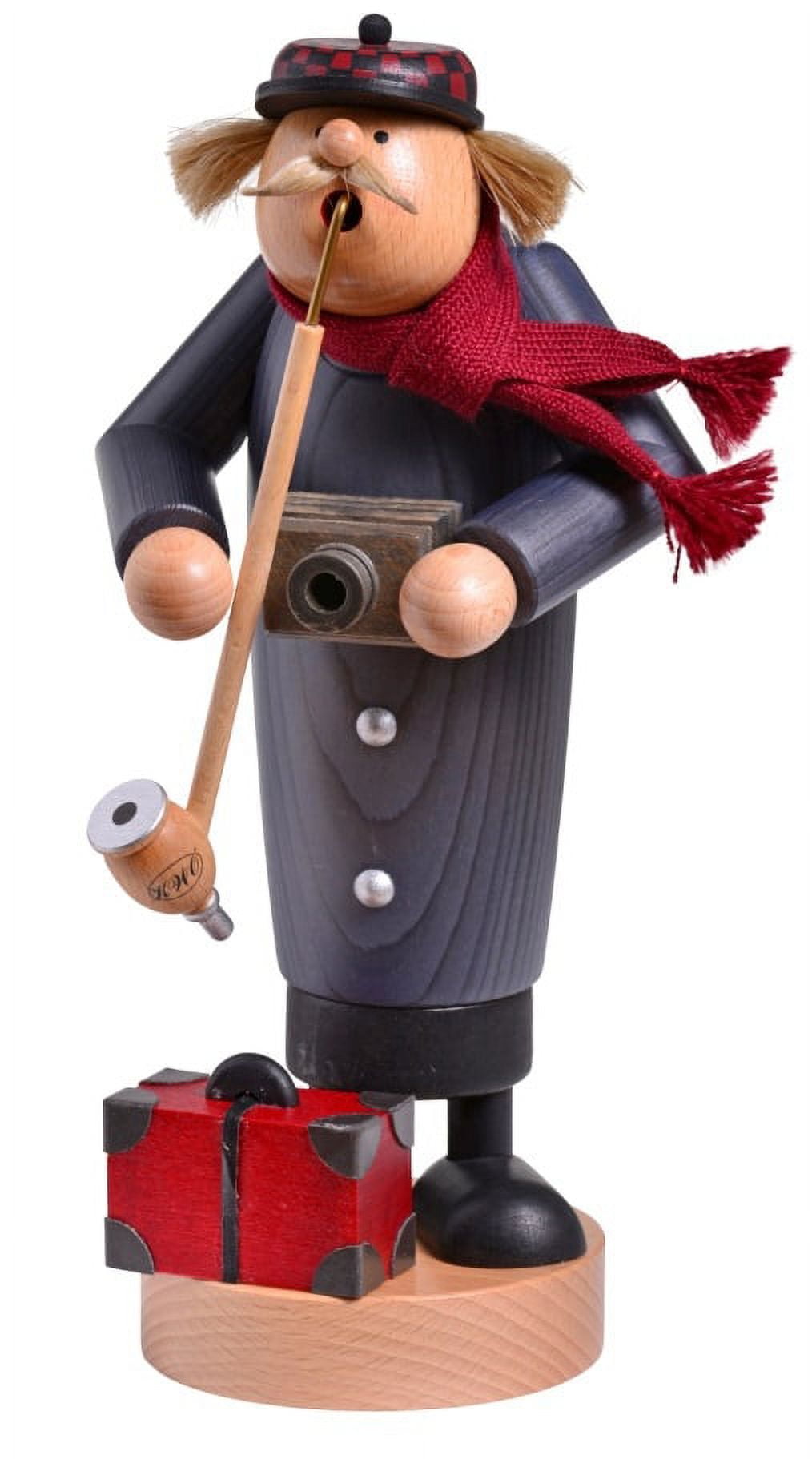 KWO Skinny Traveler with Camera and Luggage German Wood Christmas Incense Smoker