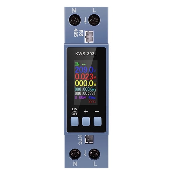 KWS-303L DIN Rail AC Power Meter Multi-Function Voltage Current Meter with RS485, 0.96 inch TFT Color Display, 82 * 50 * 24mm, for AC 85-290V 0-40A