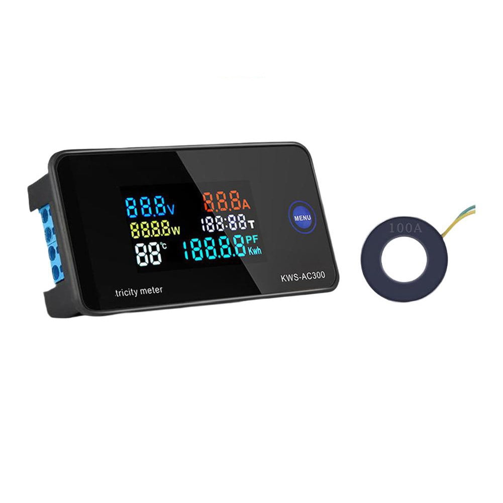 KWS-AC300 AC 50-300V Voltmeter Amperemeter LED Power Meter with Reset ...
