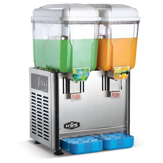 KWS Commercial Stainless Steel Hot and Cold Drink Dispensers Professional Beverage Dispensers 2 Tanks 3 Gallon per Tanks