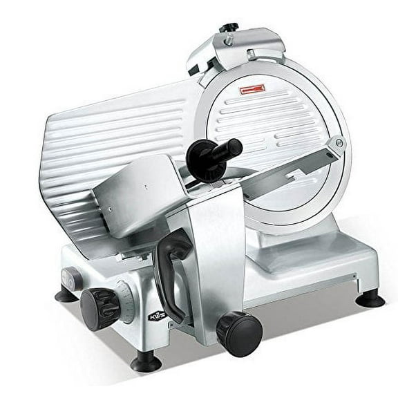 KWS Deluxe Commercial 420w Electric Meat Slicer 12" Triple Safety Locks + Anodized Aluminum Base with Stainless Steel Blade, Frozen Meat/ Cheese/ Food Slicer Low Noises Commercial and Home Use