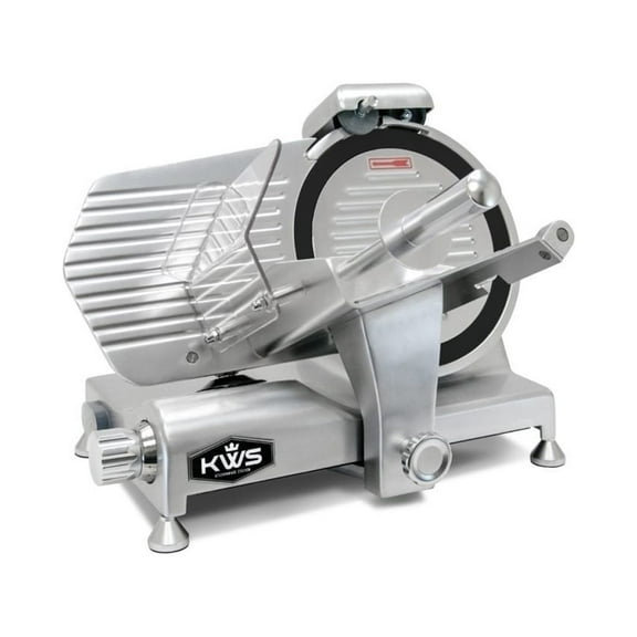 KWS Metal Collection Commercial 320W 10" Meat Slicer MS-10DT Anodized Aluminum Base with Teflon Blade + Blade Removal Tool, Frozen Meat/ Cheese/ Food Slicer Low Noises Commercial and Home Use