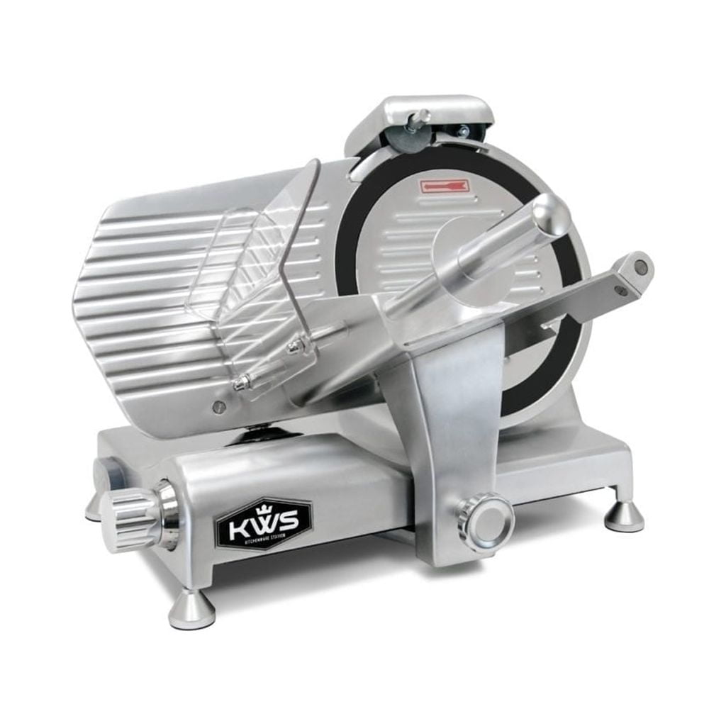 KWS Metal Collection Commercial 320W 10" Meat Slicer MS10DT Anodized Aluminum Base with Teflon