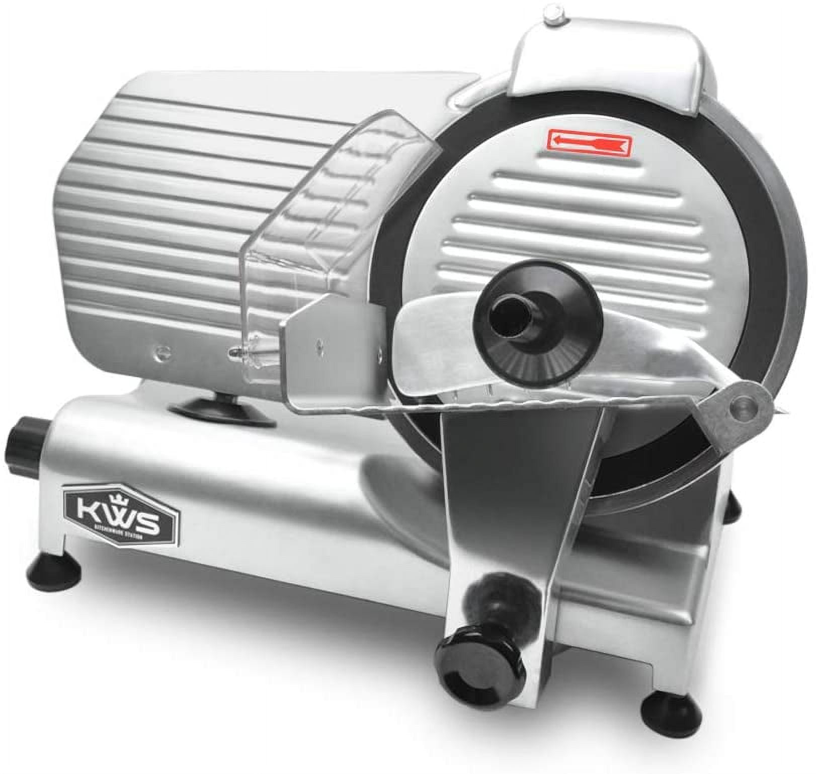 KITCHENWARE STATION KWS Premium Commercial 320w Electric Meat Slicer 10" with Non-sticky Teflon Blade, Frozen Meat/ Cheese/ Food Slicer Low Noises Commercial and Home Use