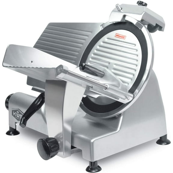 KWS Premium Commercial 420w Electric Meat Slicer 12" Non-sticky Teflon Blade, Frozen Meat/ Cheese/ Food Slicer Low Noises