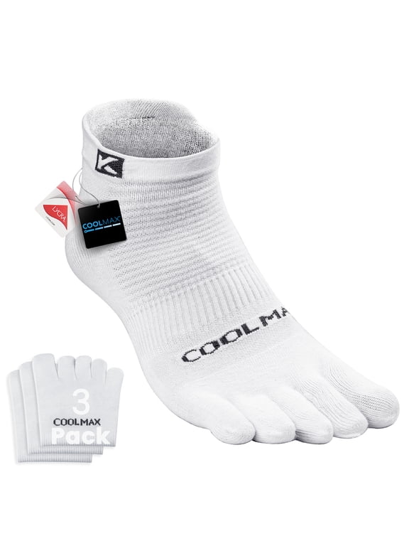 COOLMAX Running Toe Socks, Cushioned, Athletic Ankle, Men Women