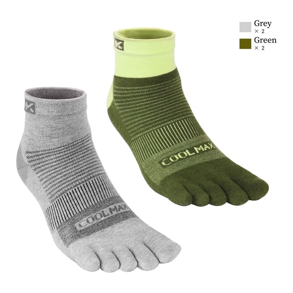KWUKOTY 4 Pairs COOLMAX CORE Lightweight Sport Toe Running Quarter Socks