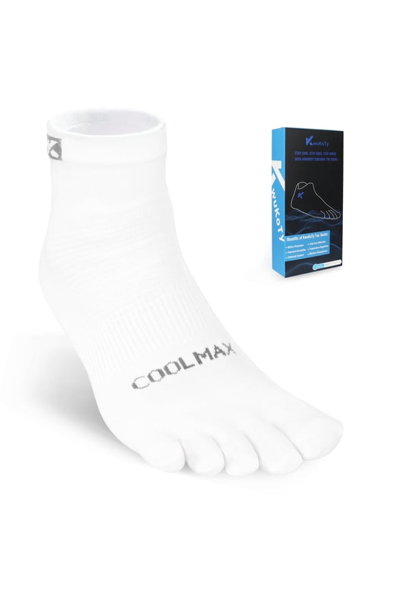 COOLMAX Running Toe Socks, Cushioned, Athletic Quarter, Men Women