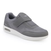 Grey Wide Walking Shoes for Men Air-Cushion Sole, Breathable Knit, Adjustable Fit