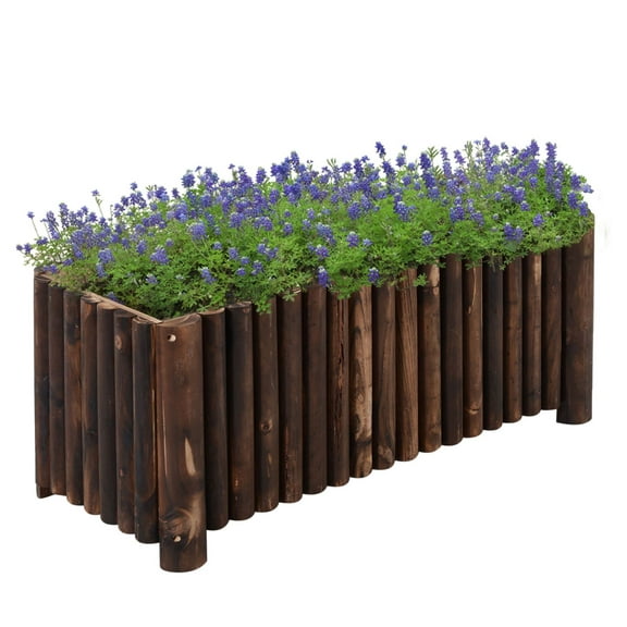 KWUXIN 39" x 16" x 16" Wooden Raised Bed Garden Flower Planter Box for Vegetables and Herbs with 4 Drainage Holes, Rustic