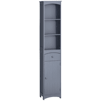 KWUXIN Bathroom Storage Cabinet, Free Standing Bathroom Storage Unit, Tall Linen Tower with 3-Tier Shelves and Drawer, 13.5" W x 9.5" D x 67" H,Grey
