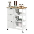 thumbnail image 1 of KWUXIN Dining Rolling Kitchen Island, White, with Wood Top, Shelves & Drawers, 1 of 9