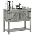 thumbnail image 1 of KWUXIN Farmhouse Double Door Coffee Bar Cabinet, Console Table, Sideboard Buffet Cabinet with Bottom Shelf for Entryway, Living Room,Stone Gray, 1 of 11