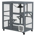 thumbnail image 1 of KWUXIN Indoor Cat House on Wheels, Enclosure with Openable Top for Easy Access, Portable 39" Pet Playpen Cage with Lockable Casters, Brown, 1 of 9