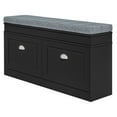 thumbnail image 1 of KWUXIN Modern Shoe Storage Bench, Black Entryway Bench with Cushion & 2 Drawers, Holds 8 Pairs, 1 of 9