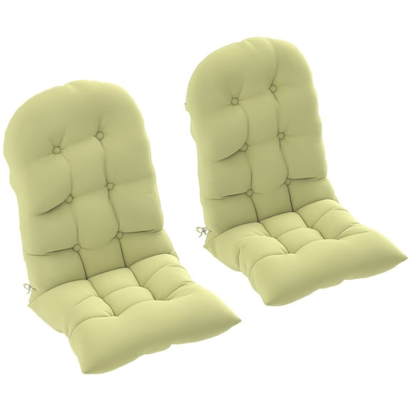 KWUXIN Outdoor Chair Cushions Set of 2, Tufted High Back Patio Chair Cushions with Ties, Non-Slip Replacement Seat Pads for Chairs,Beige