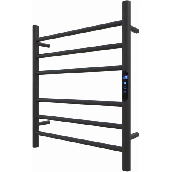 KWW Heated Towel Rack Matte Black 5 Bars Remote Control Towel Warmer