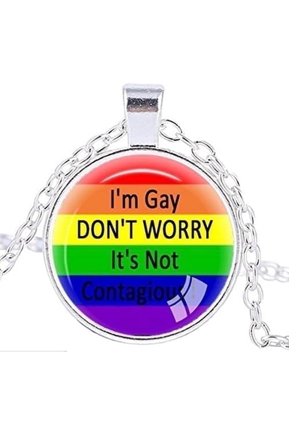 Pendant Silver, Glass Pride, LGBT, Rainbow, Love, Equality Necklace, Brass, 17 Pieces