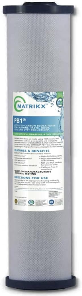 KX 06-450-20-MATRIX - 20" x 4.5" Pb1-0.5 Micron - Chlorine/Chloramine/Lead, VOC Carbon Block Water Filter for Whole House Replacement Cartridge