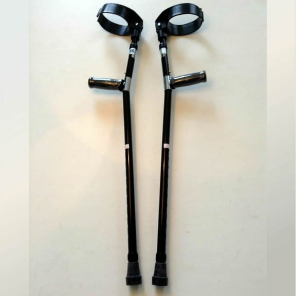 KX Medical Forearm Crutches Black Size M (Pair) Walking Lightweight Adjustable Small Cuff New