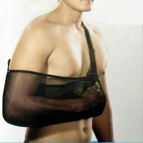 KX Medical Orthopedic Arm Sling With Pad Shoulder Immobilizer Black Mesh Fabric (L)