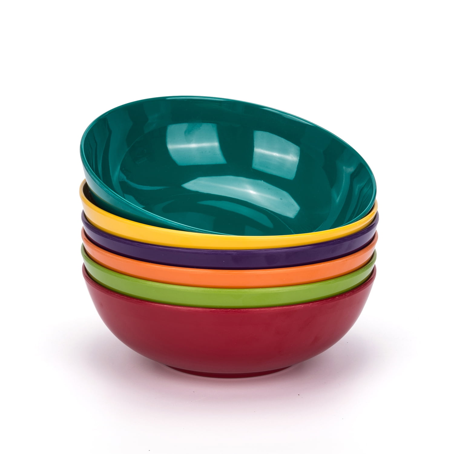 Multicolor 7.5-Inch Melamine Pasta and Salad Bowls, Set of 6