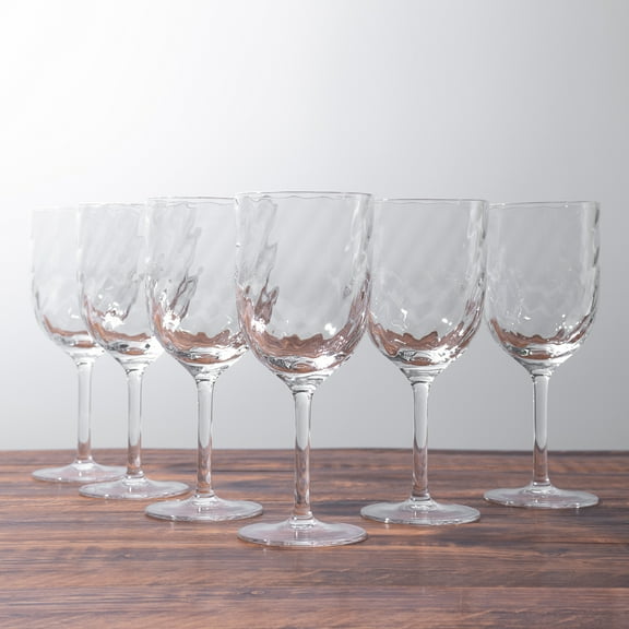 KX-Ware Unbreakable Classic 14 Ounce All-Purpose Plastic Stem Wine Glasses Acrylic Glasses, Set of 6 Clear