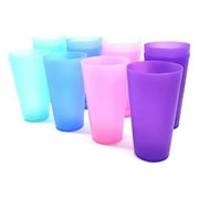 KX-Ware Unbreakable and Reusable 32 Ounce Plastic Restaurant-Style Beverage Drinking Tumblers , Set of 12 Coastal Color