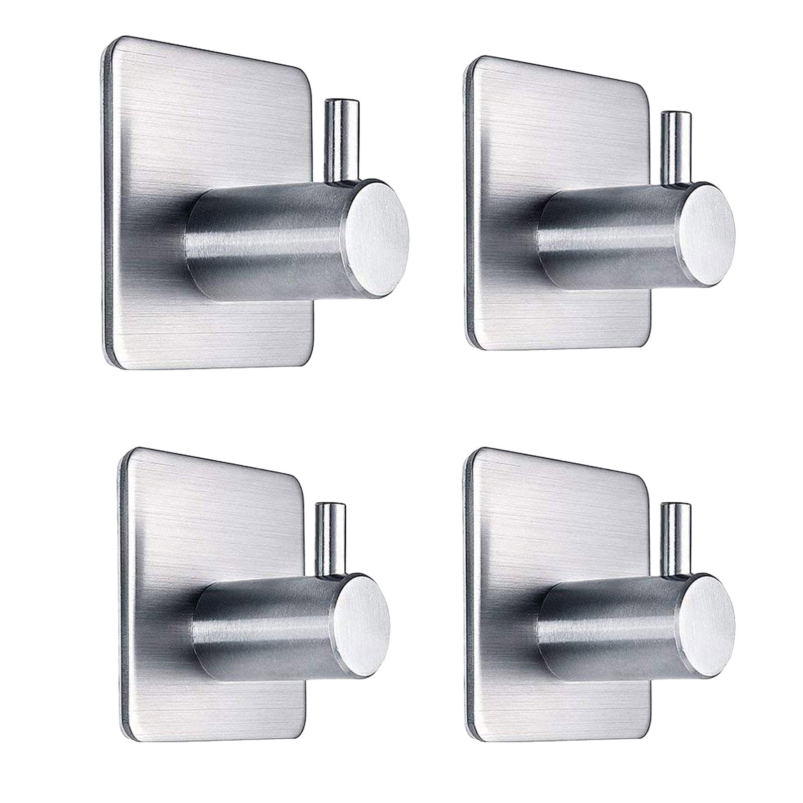Silver Heavy Duty Adhesive Wall Hooks for Bathroom and Bedroom