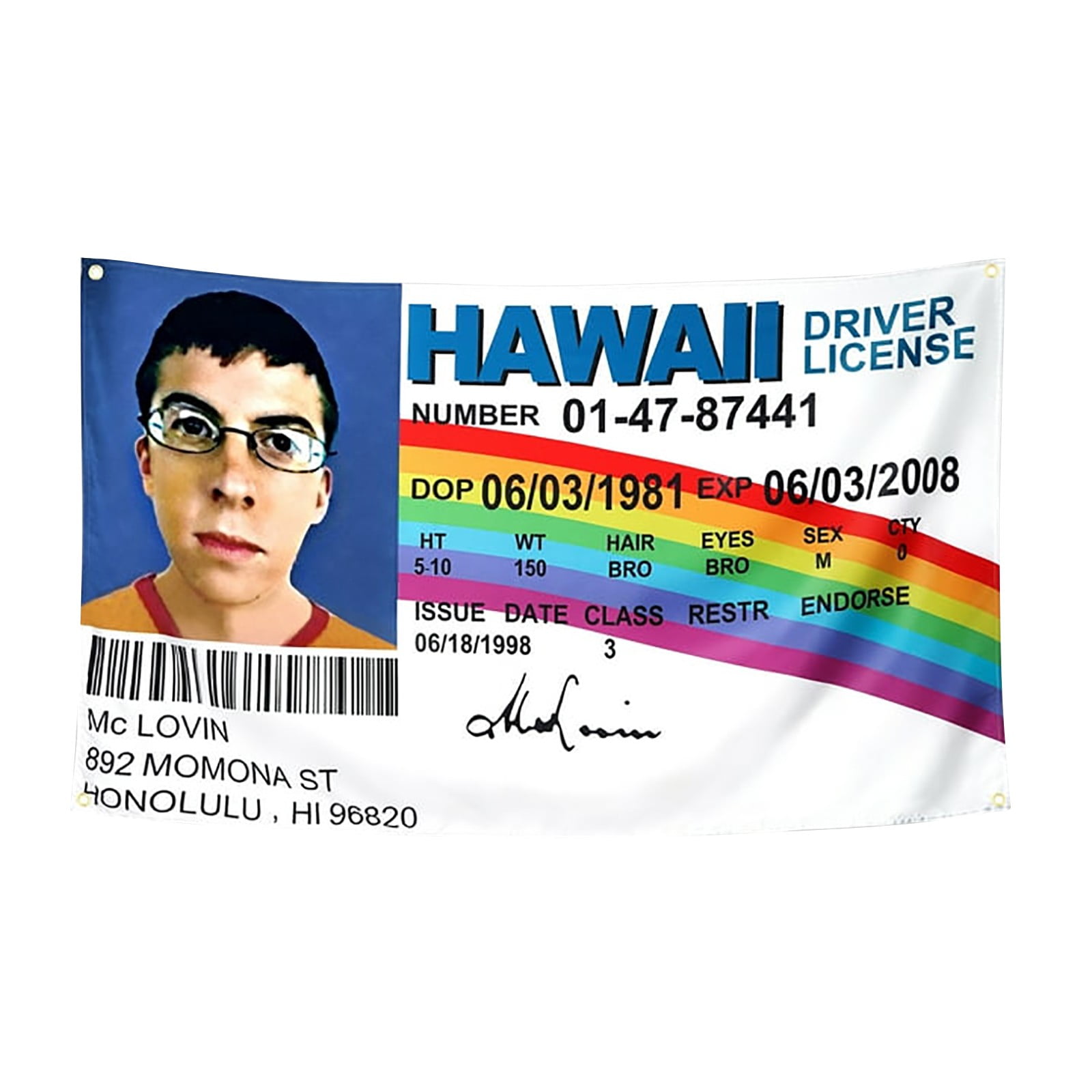 KXBDSFY Flag for McLovin ID Driver License Wall Tapestry 3X5Ft 200D Thicker Printing Banner Dorm ...