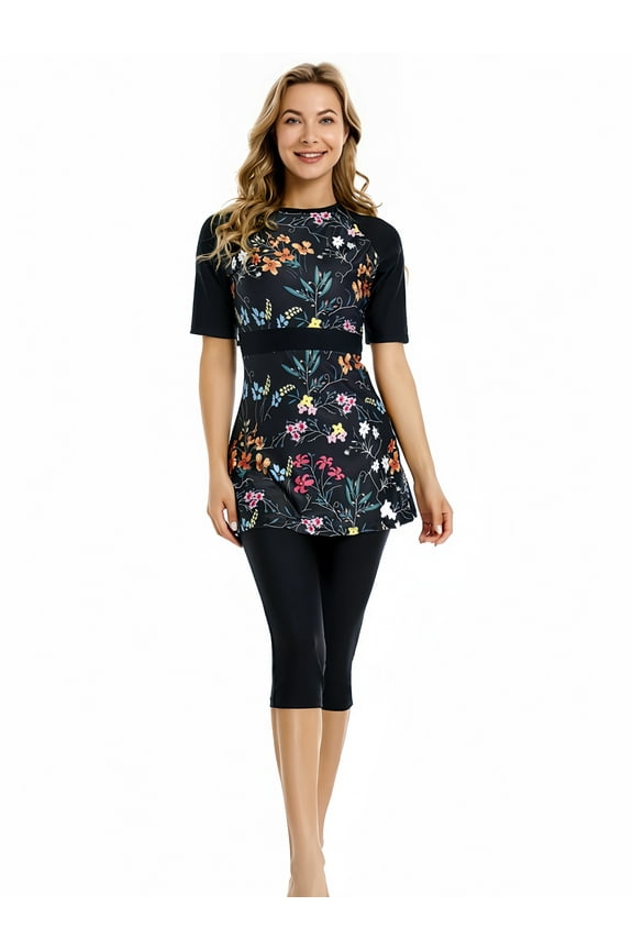 Muslim Swimwear Burkini Modest Swimsuits Full Cover Short Sleeve Conservative Style Bathing Suits For Women ​3 Pieces