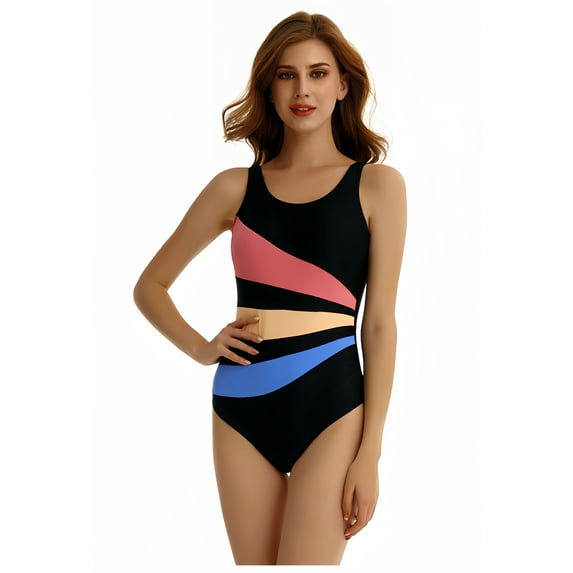 KXCFCYS One-piece Bikini Athletic Swimsuit for Women with Soft Cup Scoopback Swimwear Bathing Suit