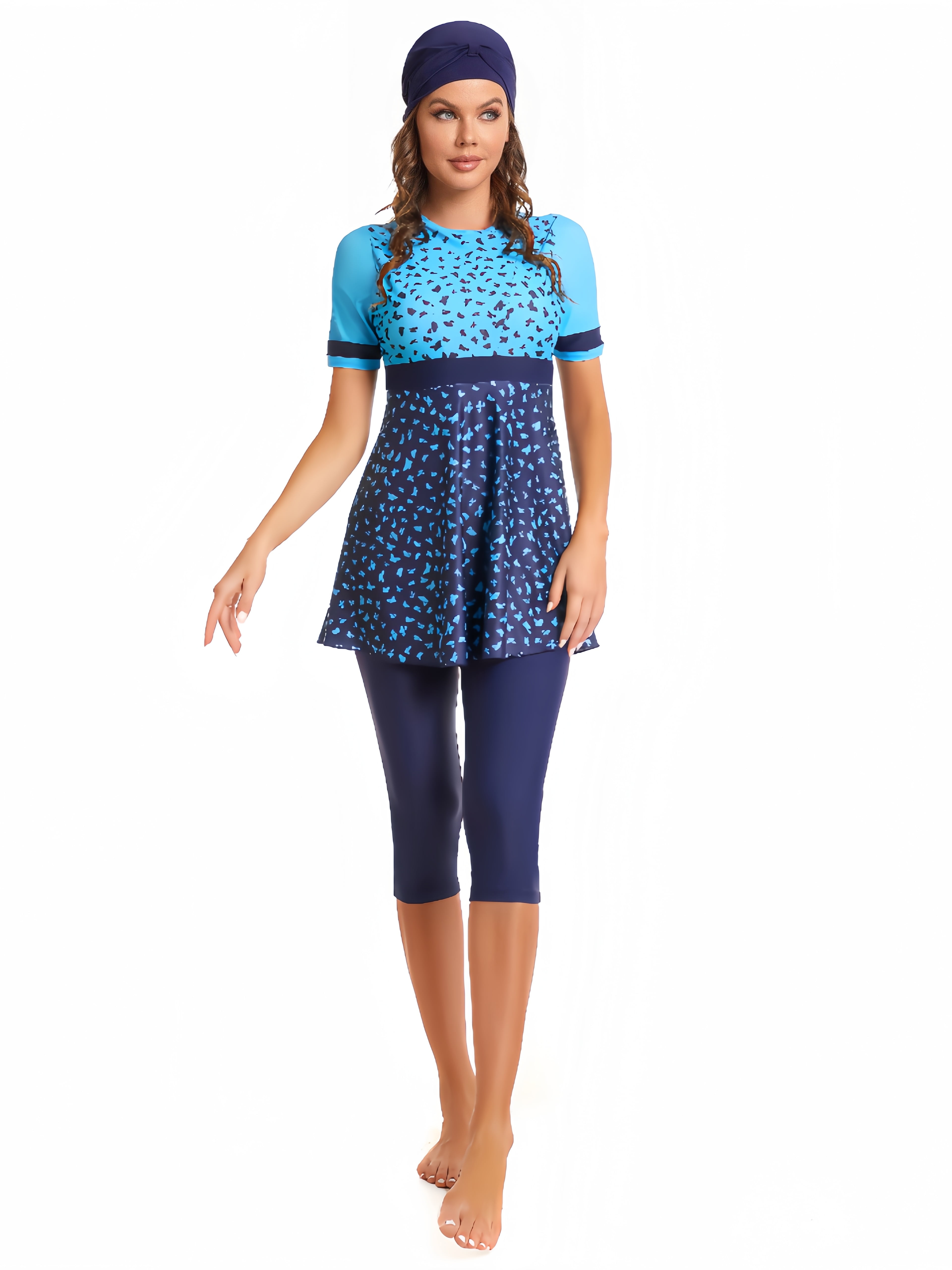 YEESAM Modest Swimwear 2-Piece Burkini - Knee Length With Skirt, UPF 50+ (Muslim Swimsuits For Women)