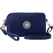 KXF Women Nylon 3 Layer Zipper Cell Phone Purse, Crossbody Wrist Strap Mini Shoulder Bag