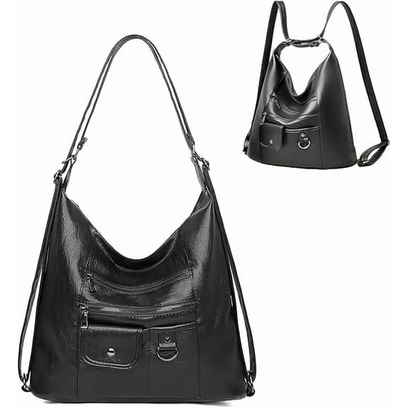 KXF PU Leather Rucksack Bag for Women Ladies Backpacks Convertible Shoulder Bags Womens Backpack Medium Casual Daypack