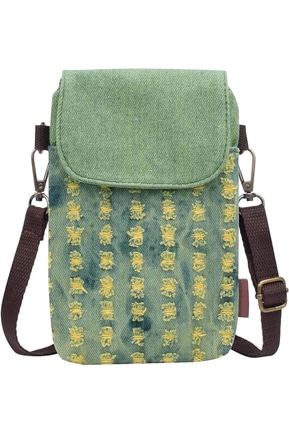 Small Canvas Cell Phone Purse Wallet- Handmade Cute Cross Body Phone Purse with Adjustable Shoulder Strap