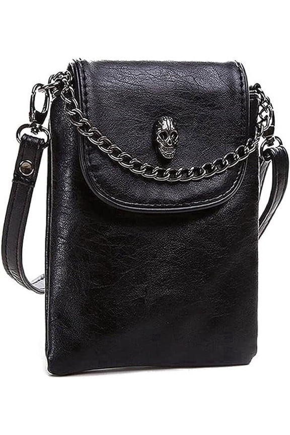 Small Crossbody Cell Phone Purse Gothic Leather Bag Shoulder Travel Purse