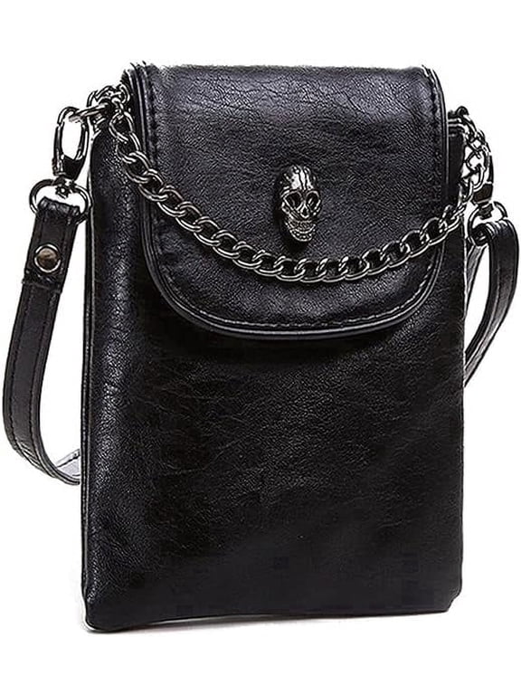 Small Goth Purse Crossbody Cell Phone Purse Gothic Leather Bag Shoulder Travel Purse