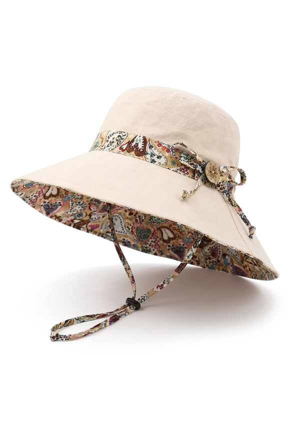 Women Wide Brim Reversible Sun Hat, UPF50+ Foldable Summer Cap for Outdoor Beach