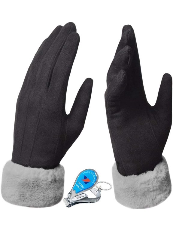 Womens Winter Warm Touch Screen Gloves Fleece Lined Windproof Soft Suede Mittens for Dressing Driving Running Skiing Cycling Camping