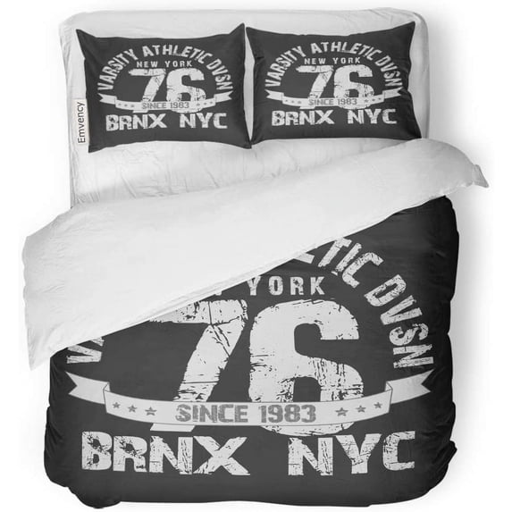 KXMDXA 3 Piece Bedding Set Academic New York City Graphics NYC Original Wear Vintage for Sportswear Baseball Twin Size Duvet Cover with 2 Pillowcase for Home Bedding Room Decoration