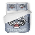 thumbnail image 1 of KXMDXA 3 Piece Bedding Set Angry Tiger Sport Team Emblem Wild Big Cat Head Aggressive Predator with Bared Teeth Twin Size Duvet Cover with 2 Pillowcase for Home Bedding Room Decoration, 1 of 1