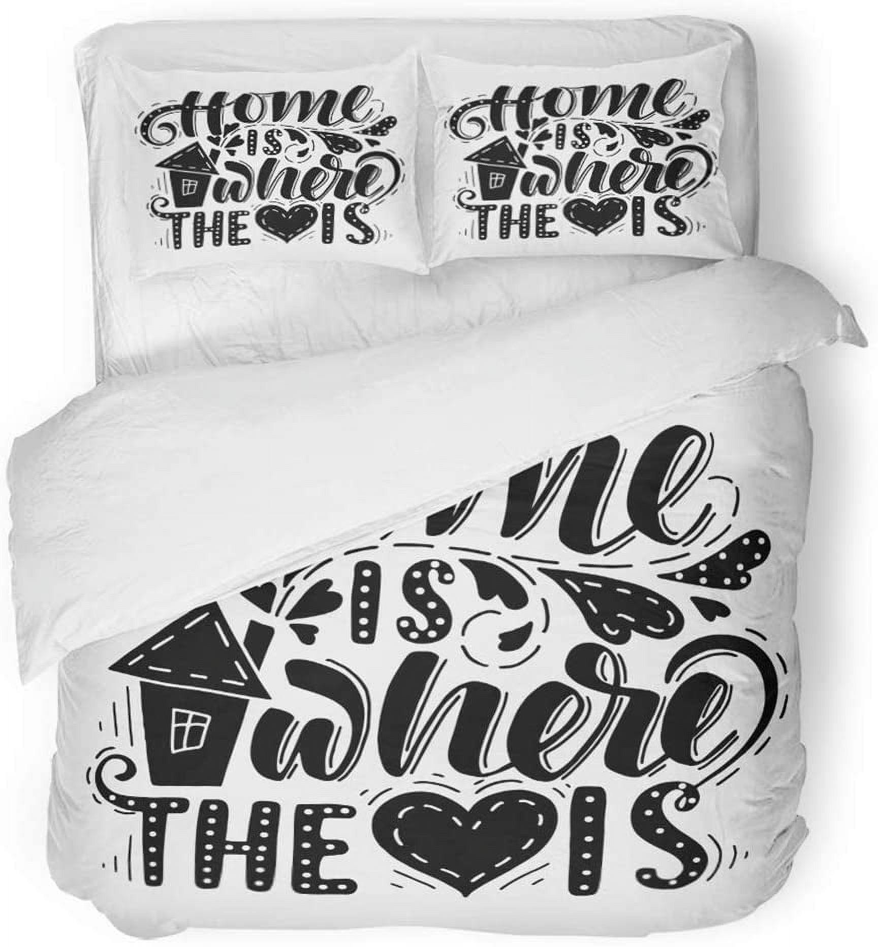 KXMDXA 3 Piece Bedding Set Badge is Where The Heart with Hand Lettering ...