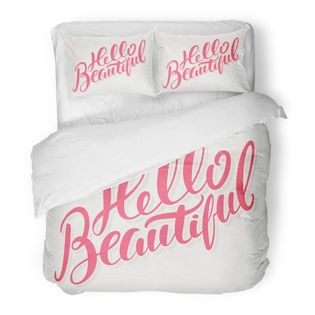 KXMDXA 3 Piece Bedding Set Beauty Hello Beautiful Hand Lettering Saying ...