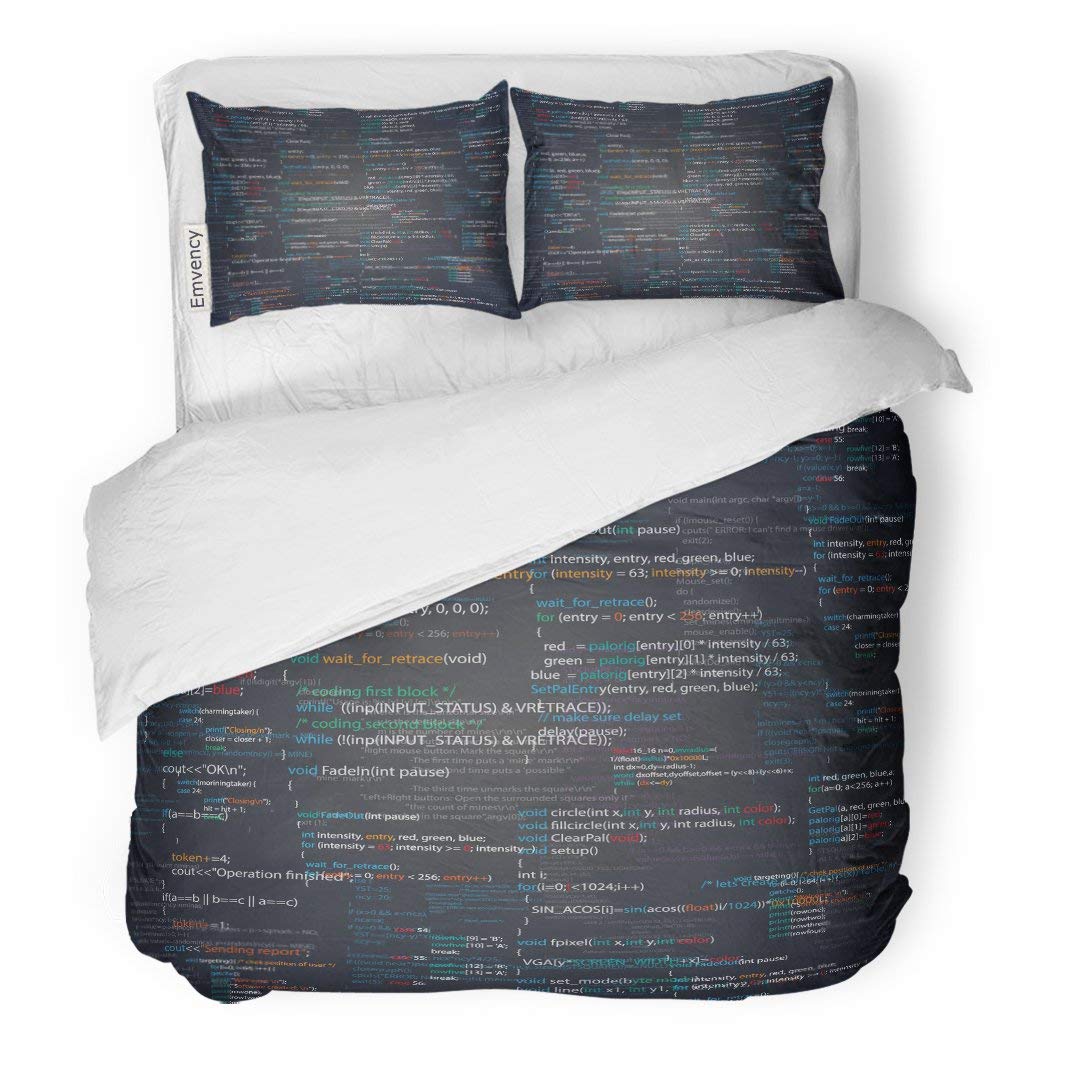 KXMDXA 3 Piece Bedding Set Blue Program Abstract Programming Code ...