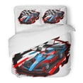 thumbnail image 1 of KXMDXA 3 Piece Bedding Set Blue Race Speeding F1 Racing Car with Checkered Flag Racetrack Design Red Formula Twin Size Duvet Cover with 2 Pillowcase for Home Bedding Room Decoration, 1 of 1