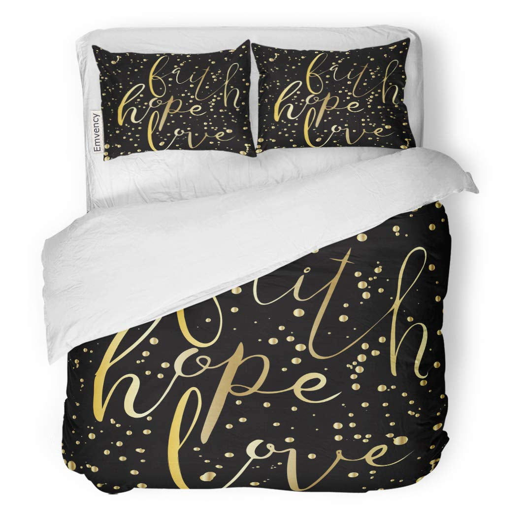KXMDXA 3 Piece Bedding Set Brush Faith Hope Love Inspiring Quote ...
