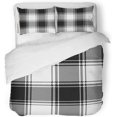 thumbnail image 1 of KXMDXA 3 Piece Bedding Set Buffalo Plaid Check Pattern in Black and White Gingham Large Retro Stripe Big Twin Size Duvet Cover with 2 Pillowcase for Home Bedding Room Decoration, 1 of 1