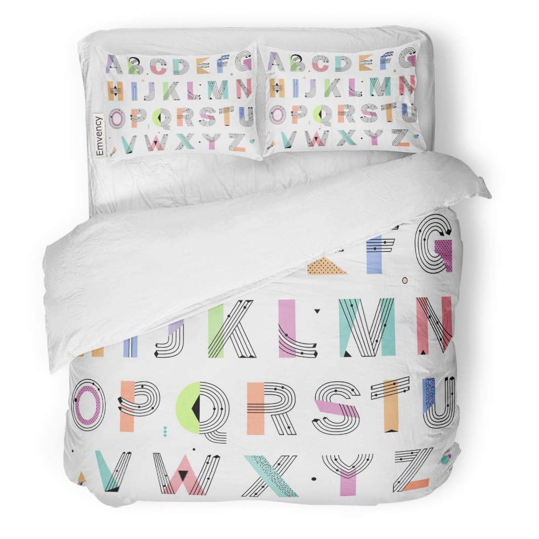 KXMDXA 3 Piece Bedding Set Colorful ABC Creative Geometric Alphabet