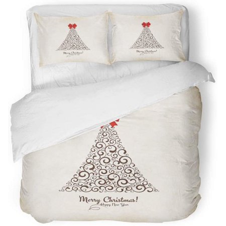 KXMDXA 3 Piece Bedding Set Holly Christmas and New Year Vintage Bow Celebrate Celebration Twin Size Duvet Cover with 2 Pillowcase for Home Bedding Room Decoration